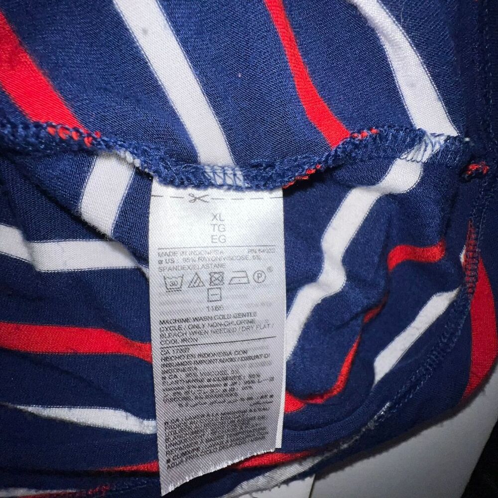 Old Navy Dress Women XL Fit Flare Midi A Line Long Sleeve Red White Blue Stripes - Picture 6 of 10